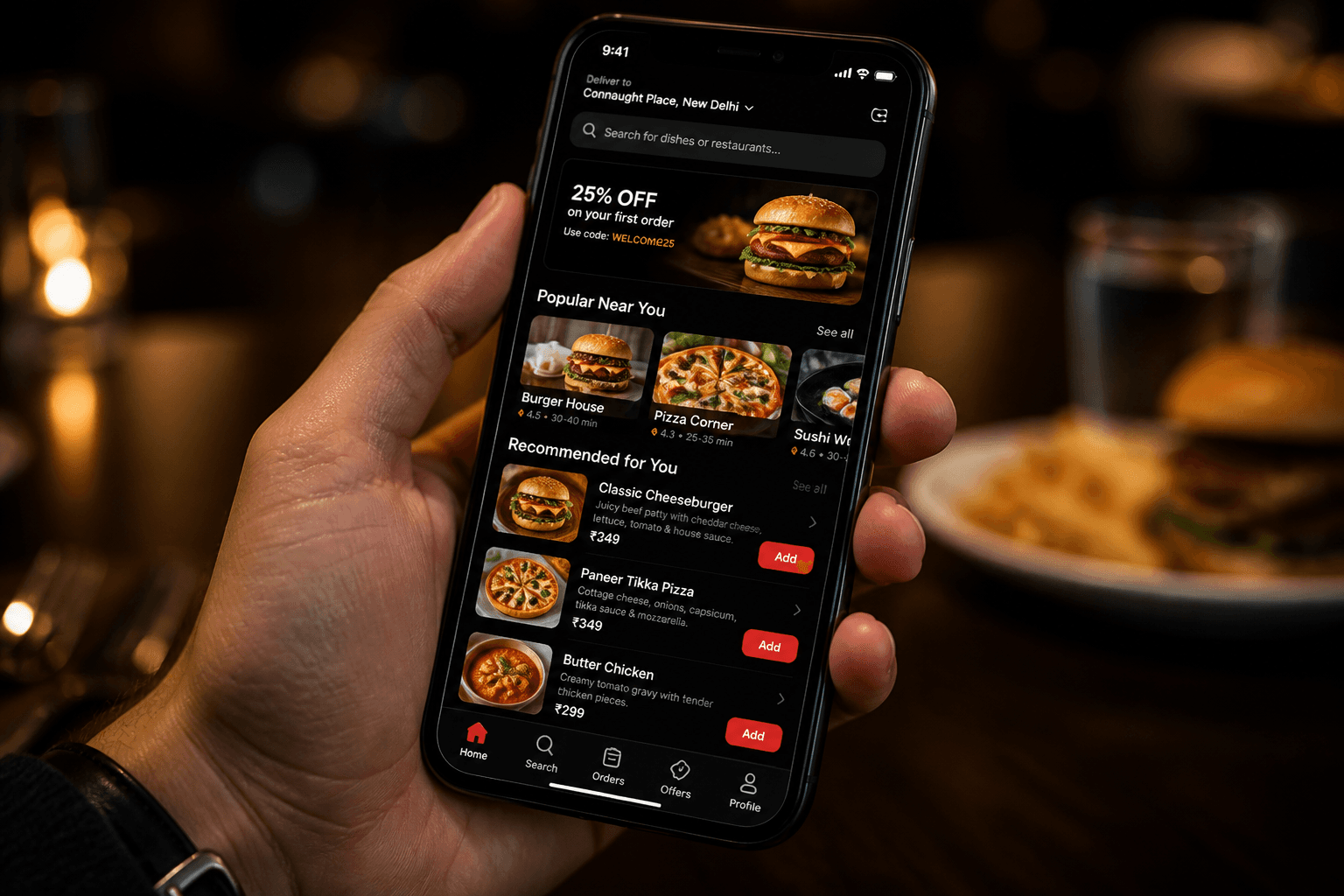 Restaurant online ordering guide on a phone