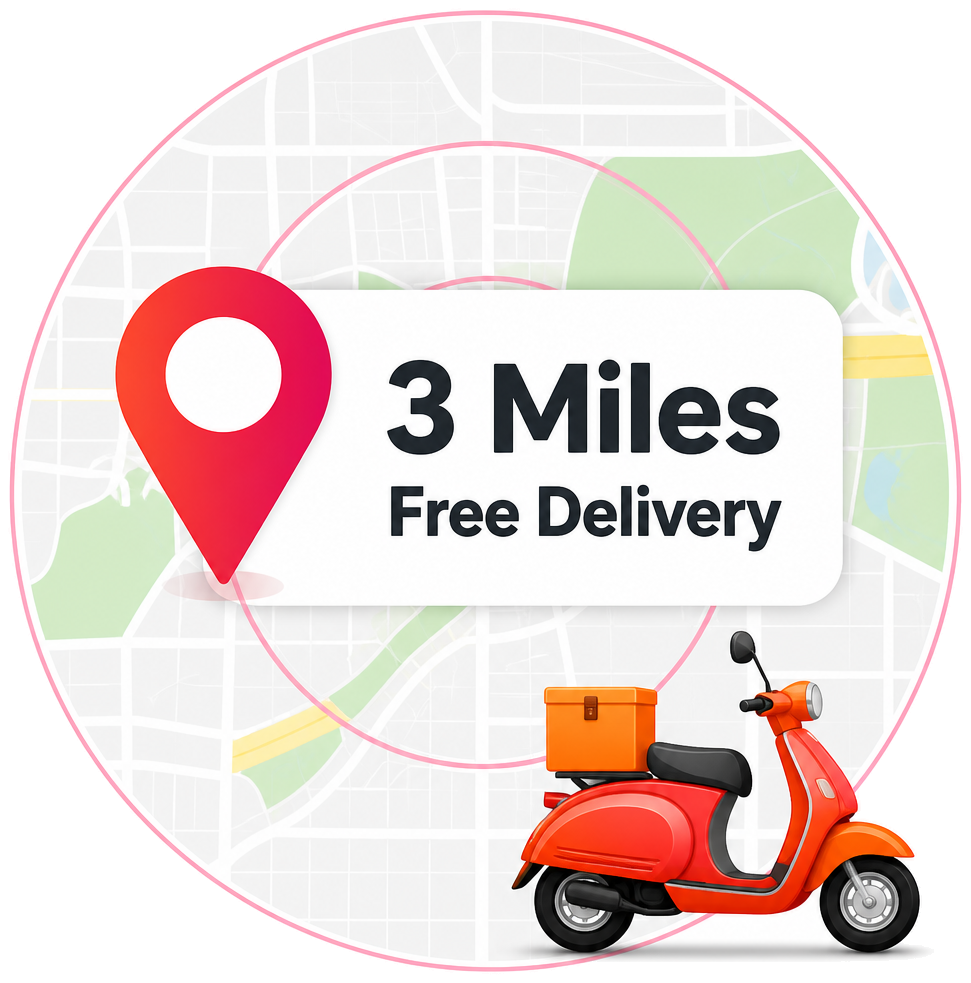 Restaurant delivery software covering a 3 mile radius
